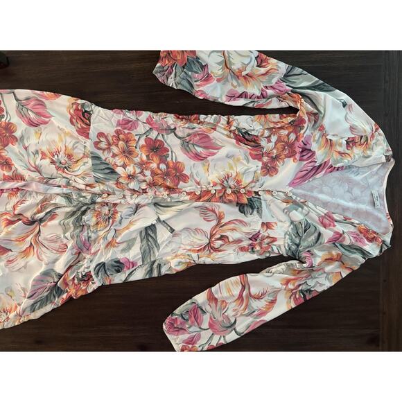 Maaji Luna Maxi Dress Womens Medium Anthropologie Floral Button Front Kimono - Picture 10 of 15